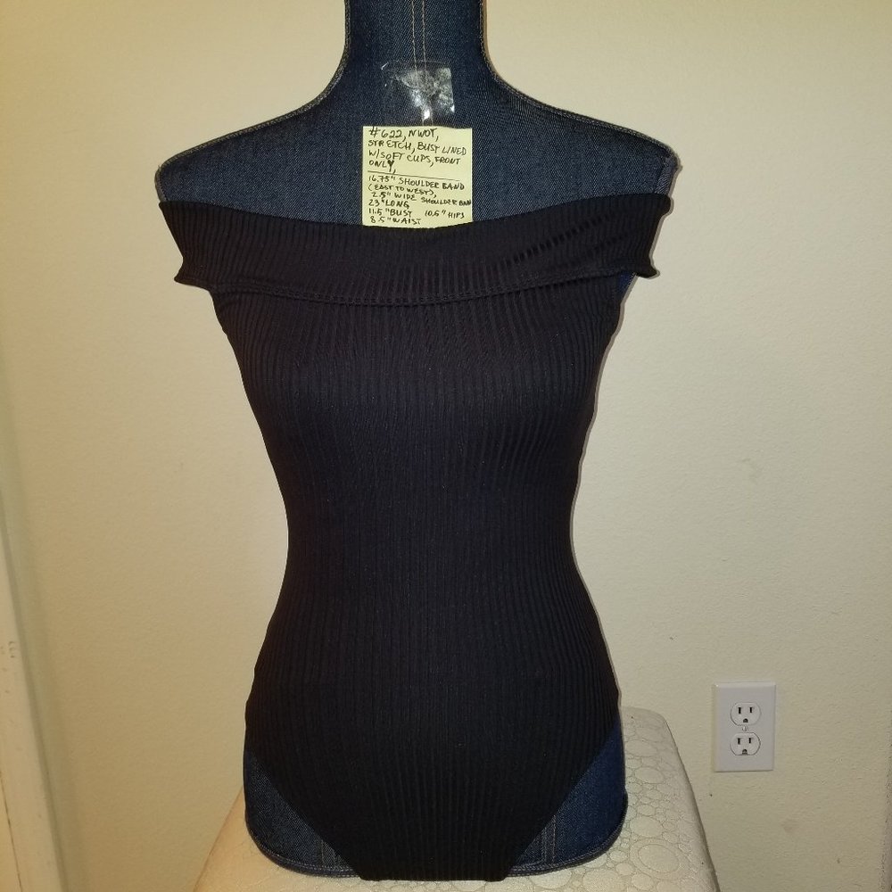 #622 NWOT Black DKNY SWIM 6 Off-Shoulder Swimsuit